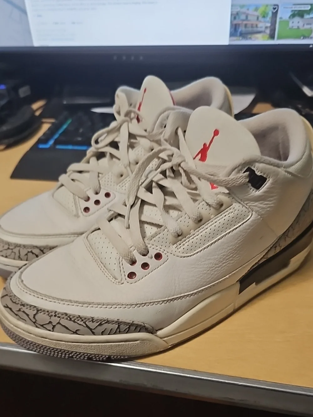 Nike White, Black & Red Retro Basketball Sneakers
